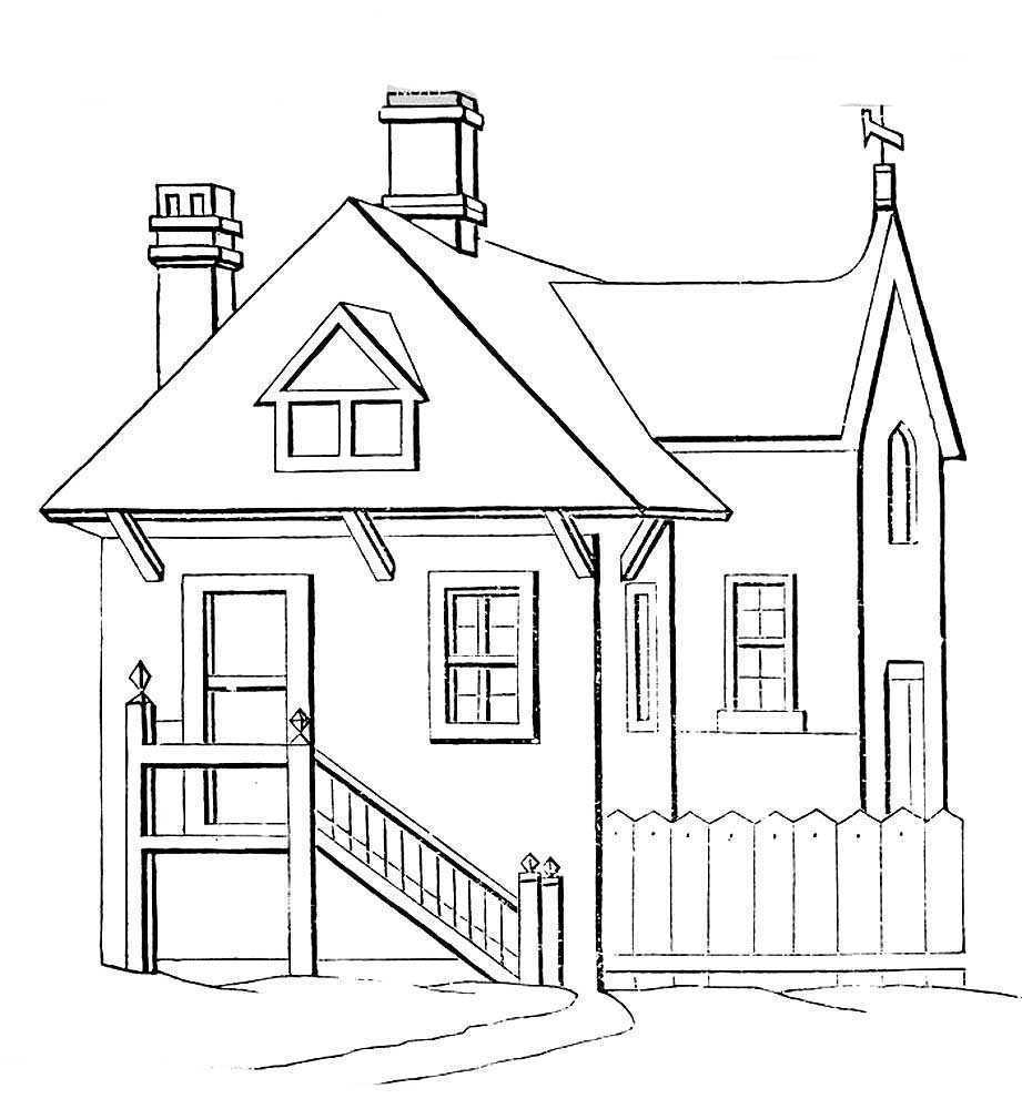 Как нарисовать дом карандашом поэтапно для начинающих и детей? как нарисовать кошкин дом, зимний дом, объемный, многоэтажный? - бьютикул