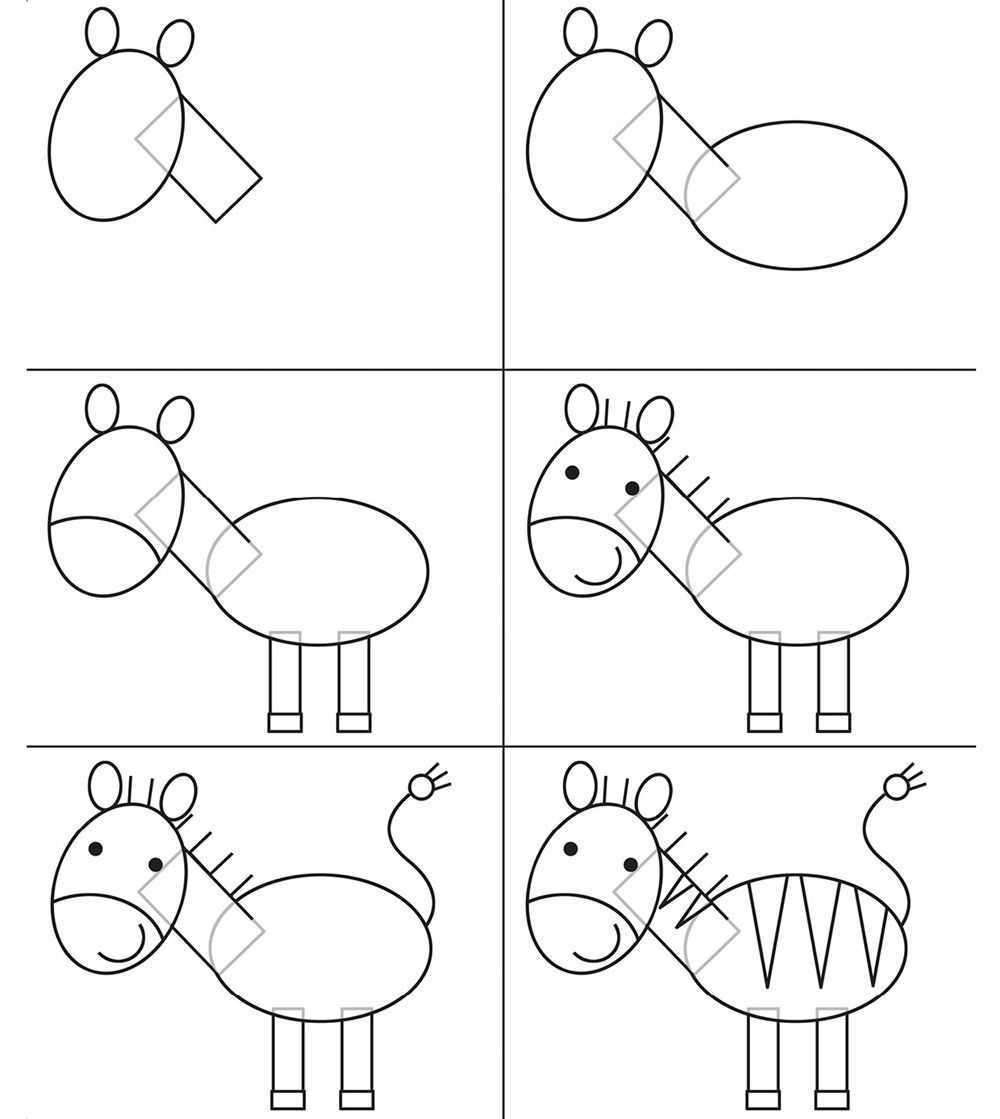 Учим детей рисовать животных: 30 простых пошаговых схем