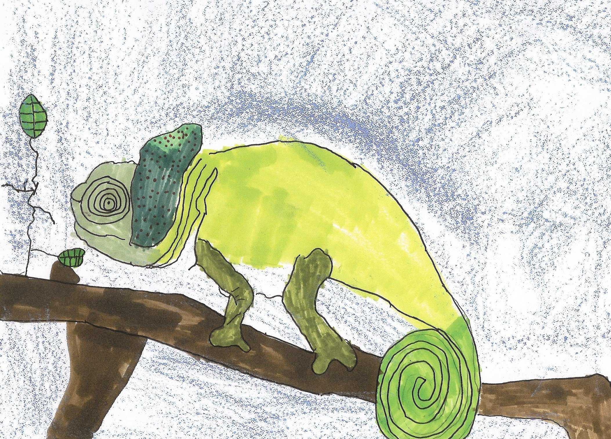 Хамелеон поэтапное рисование для детей