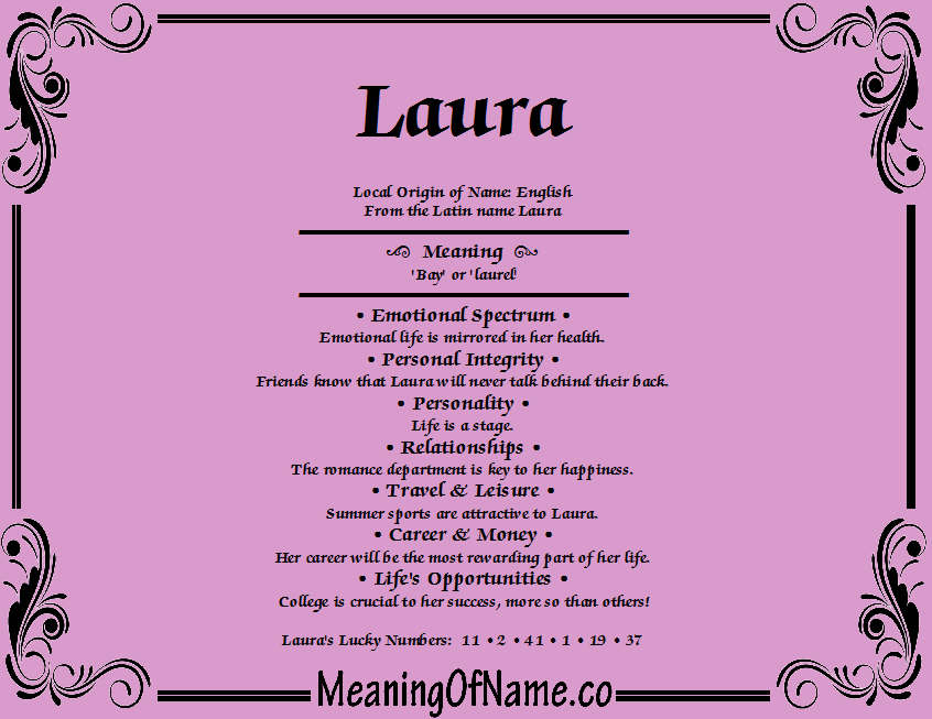 Имя лаура – значение, характер, совместимость и многое другое