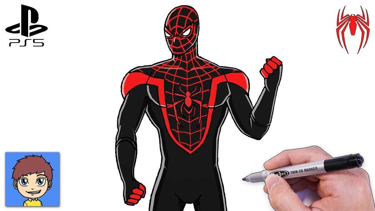 Как нарисовать человека-паука карандашом поэтапно