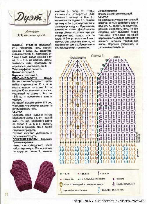 Схема варежки крючком
