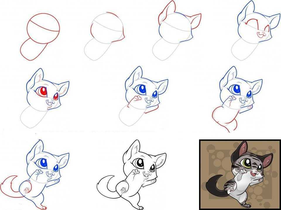 Как рисовать кота для детей поэтапно