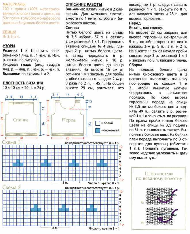 Жилетка для мальчика спицами 2 года схема и описание
