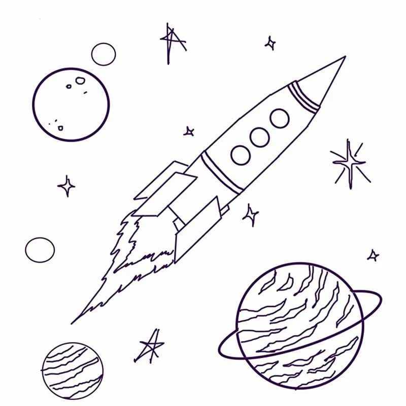 Рисунок ко дню космонавтики 4 класс карандашом