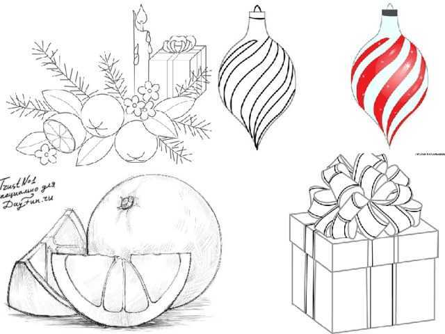 Красивые легкие новогодние рисунки карандашом поэтапно для начинающих. как нарисовать новогодние игрушки, шары, елку, открытки, карандашом?