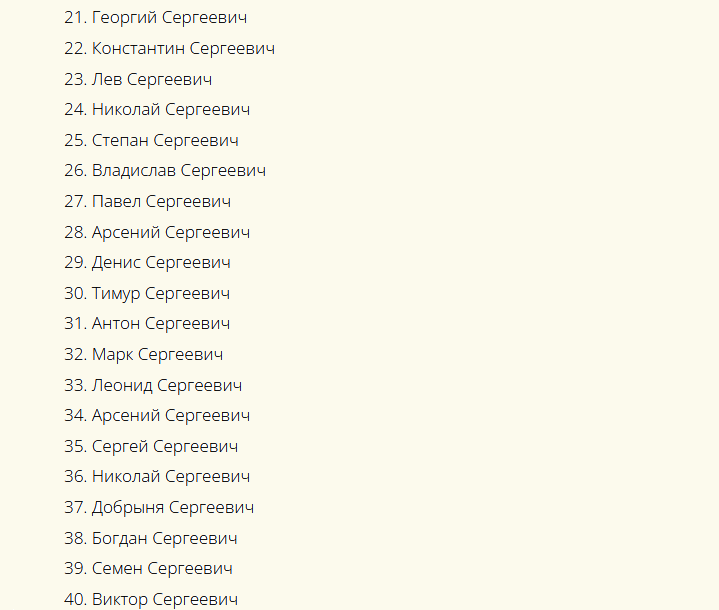 мужские имена для ребенка с отчеством сергеевич