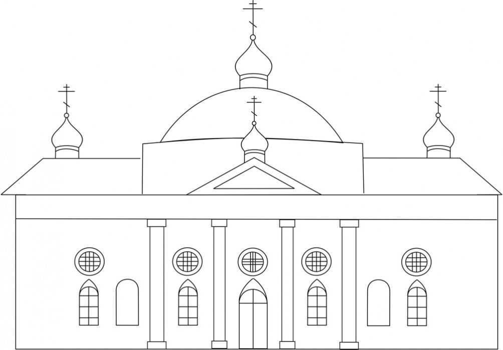 Церковь поэтапно. Храм Преображенский Белгород карандашом. Храм рисунок. Зарисовка церкви.