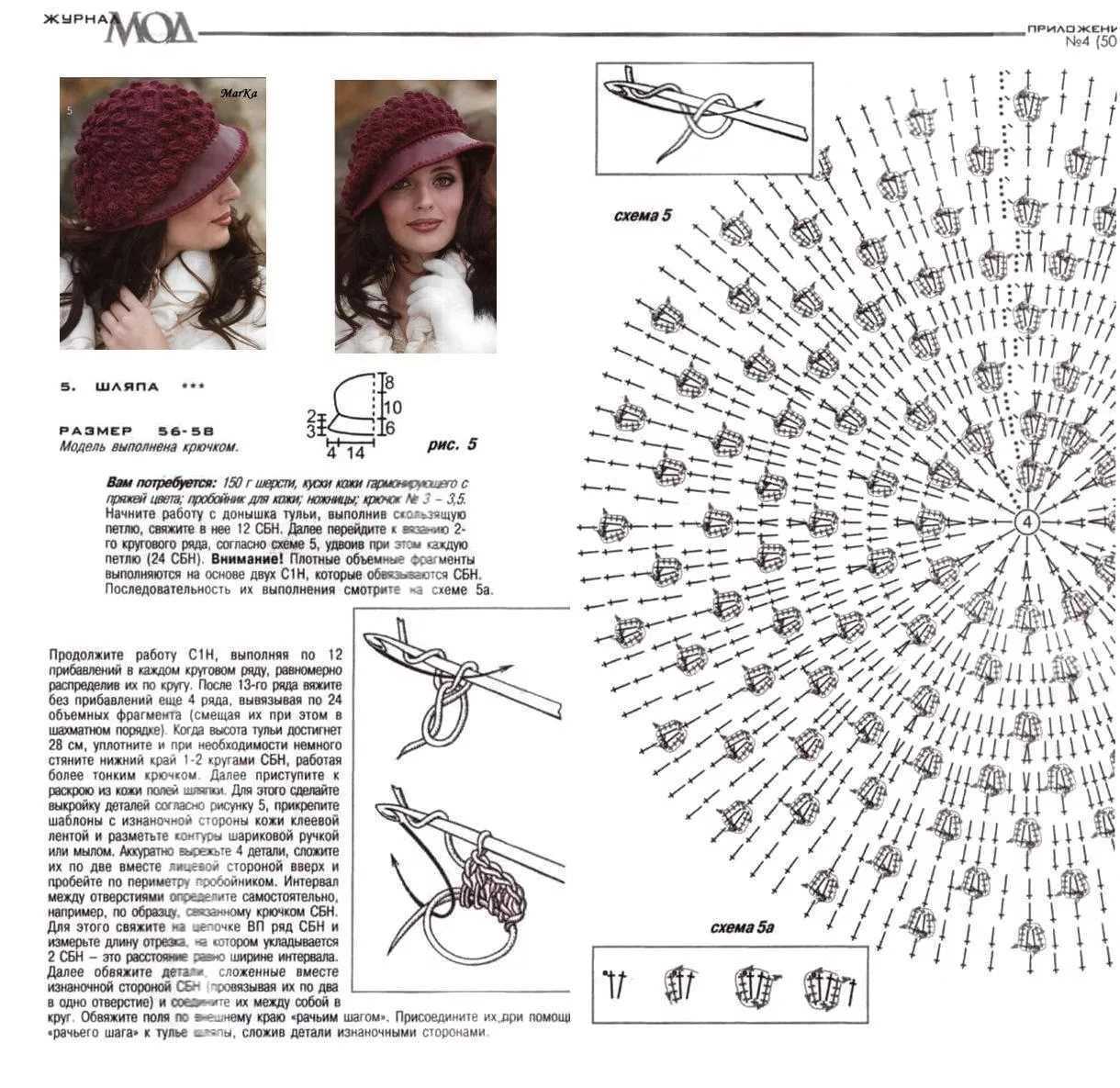 Вязать шапку крючком женскую со схемами