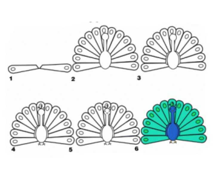 Как нарисовать павлина поэтапно для детей