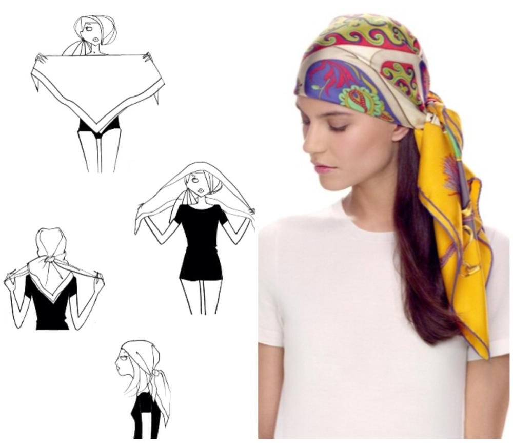 Как завязывать шарф на голову красиво весной. Красивое завязывание платка на голову. Способы завязки платка на голове. Как красиво повязать платок на голову. Способ завязки шарфа на голове.