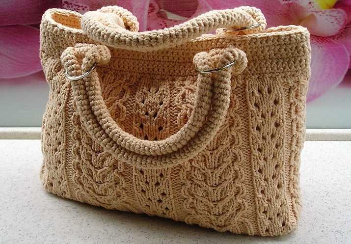 Вязание сумок из трикотажной пряжи, популярные формы и дизайн