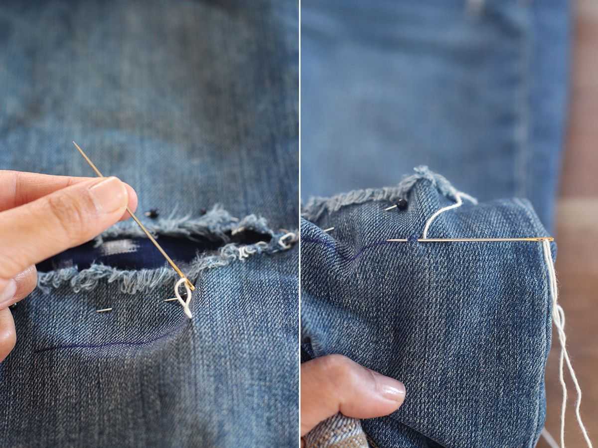 Как зашить джинсы между ног