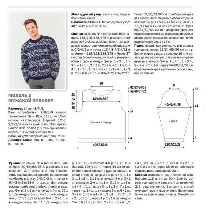 Мужской свитер спицами со схемами и описанием для новичков