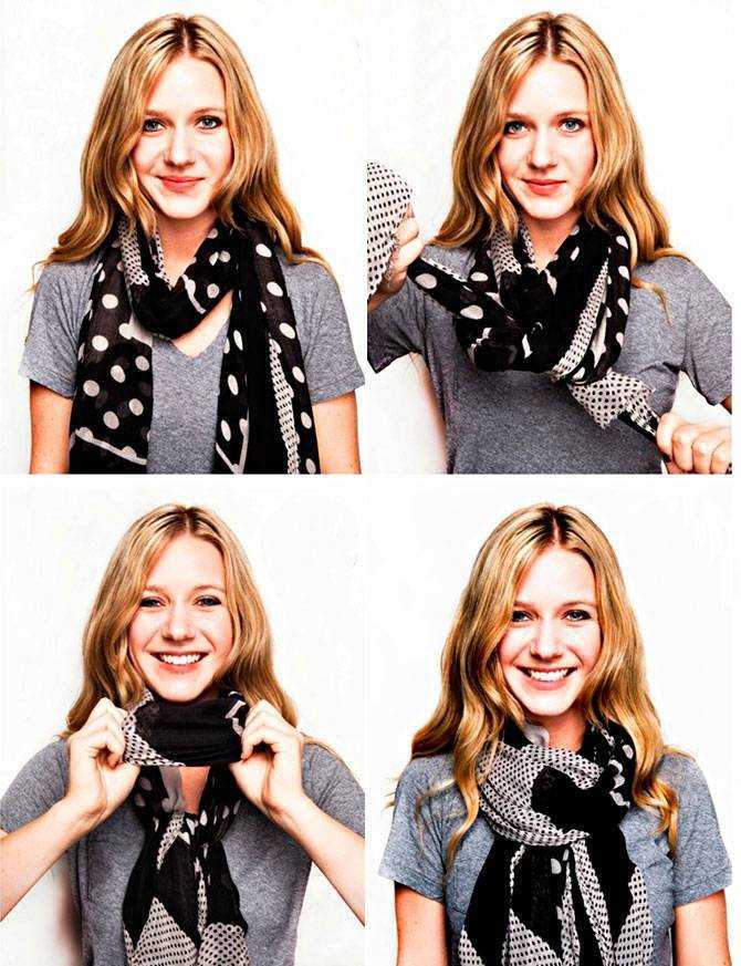 Примеры завязывания шарфов на шее для женщин