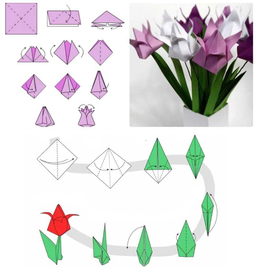 Тюльпан из бумаги пошагово своими руками: легкий мастер-класс по оригами со схемами и шаблонами для начинающих + фото инструкция