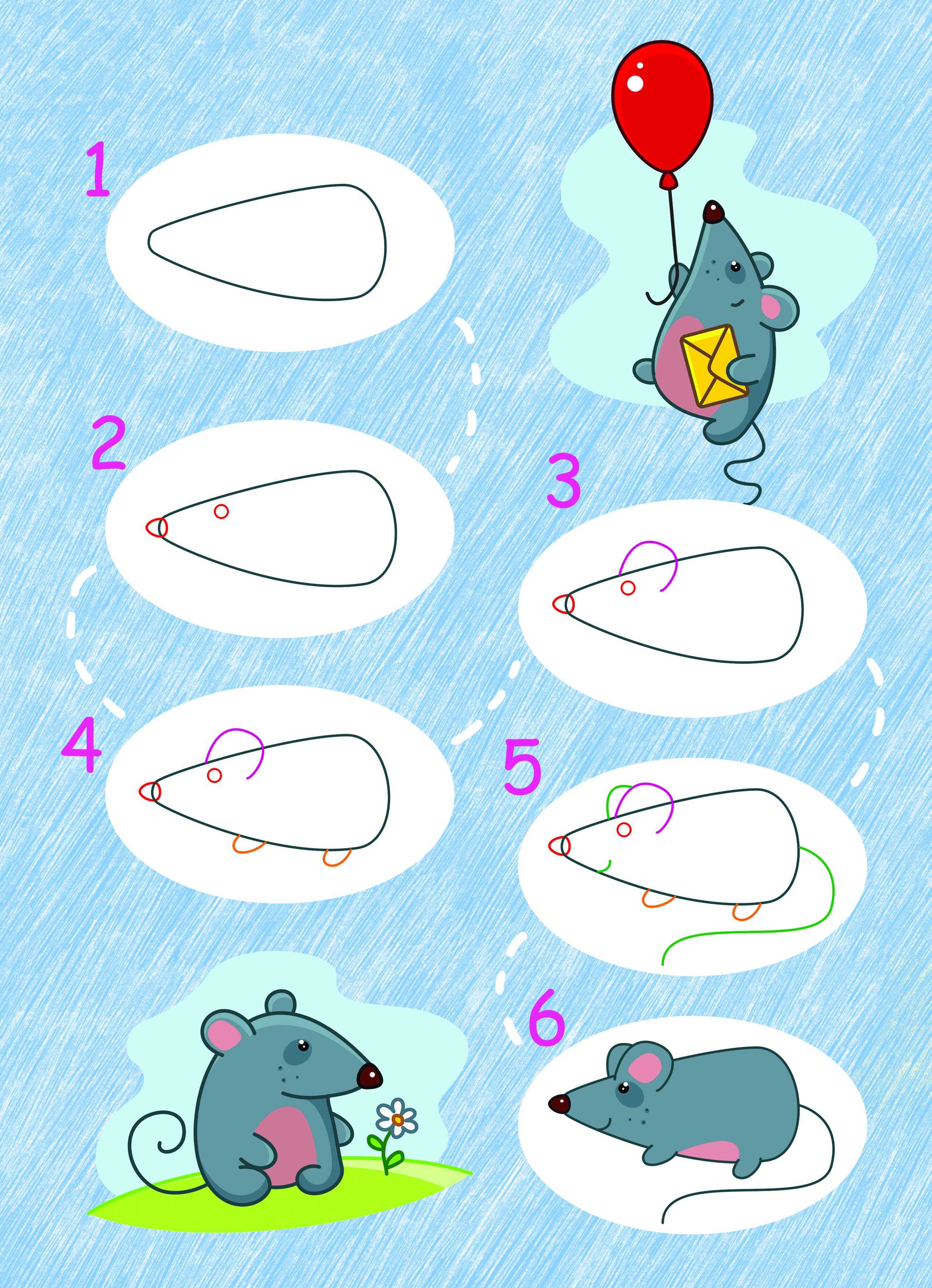 Мышь пошаговое рисование для детей