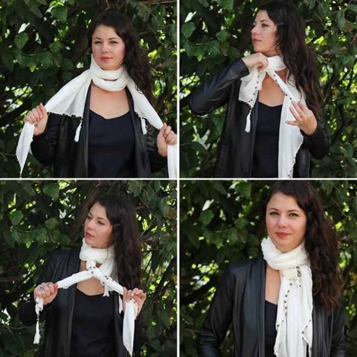 Как завязать шарф на шее с пальто