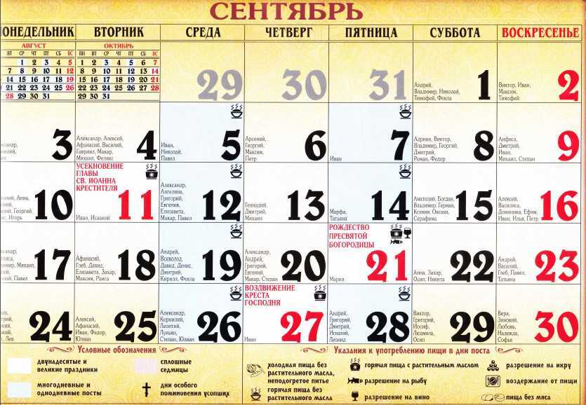 Календарь именин на сентябрь | гороскопы 365